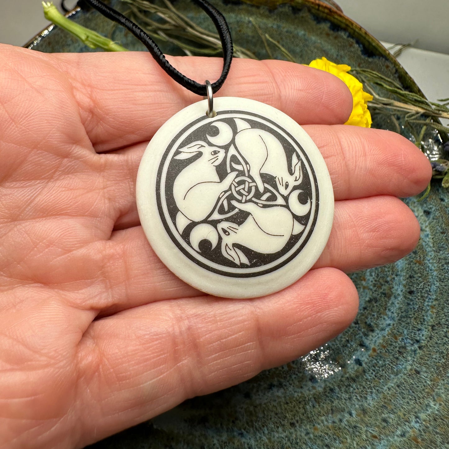 Artisan Celtic Leaping Hares Necklace - Handmade in the U.S.A.