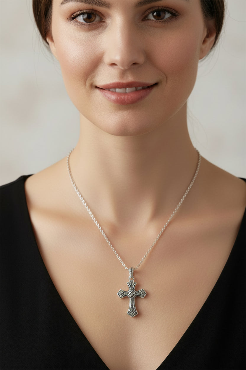 Adain Marcasite Cross Necklace