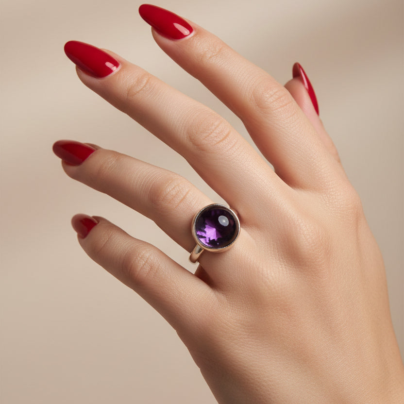 Dusky Dawn Amethyst Ring in Sterling Silver — view 5