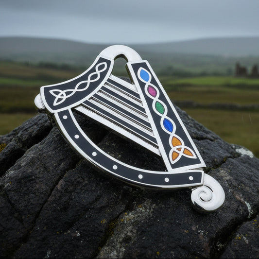 Celtic Harp Brooch - Irish Jewelry