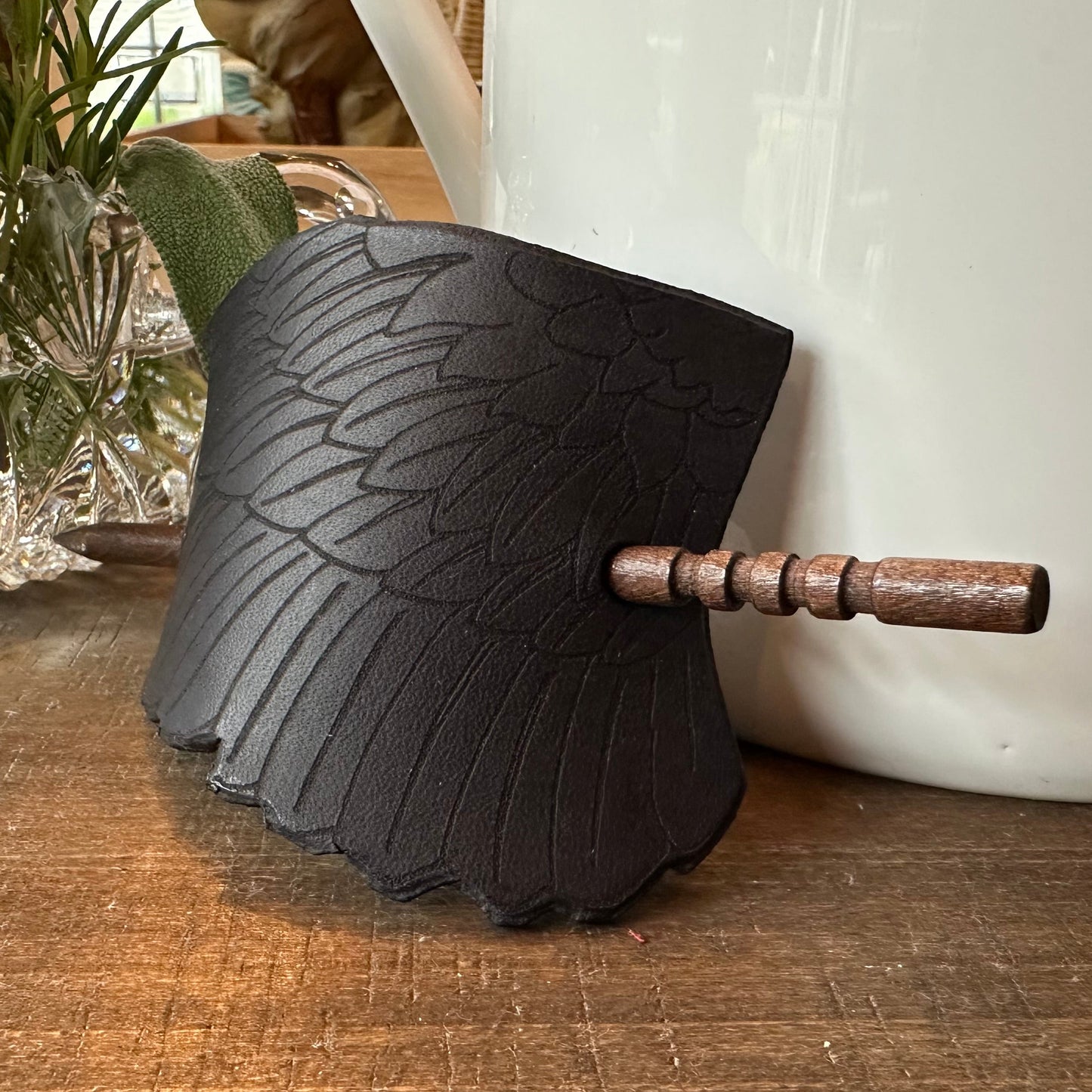 Black Raven Wing Leather Hair Slide for Women