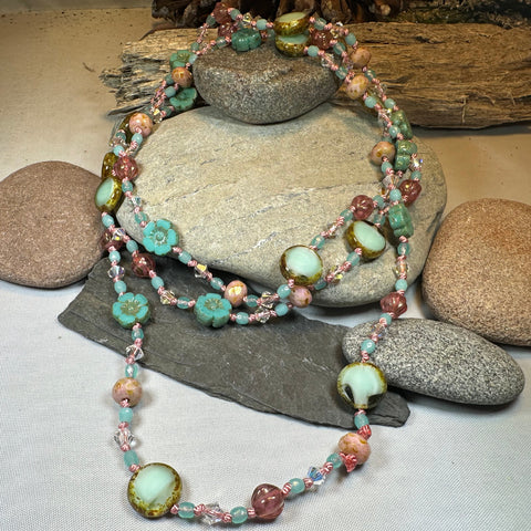 Load image into Gallery viewer, Pink Beach Blossom Long Necklace
