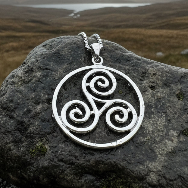 Ancient Celtic Spiral Necklace In Sterling Silver in pewter