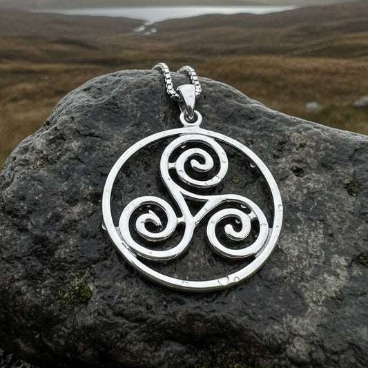 Ancient Celtic Spiral Necklace In Sterling Silver