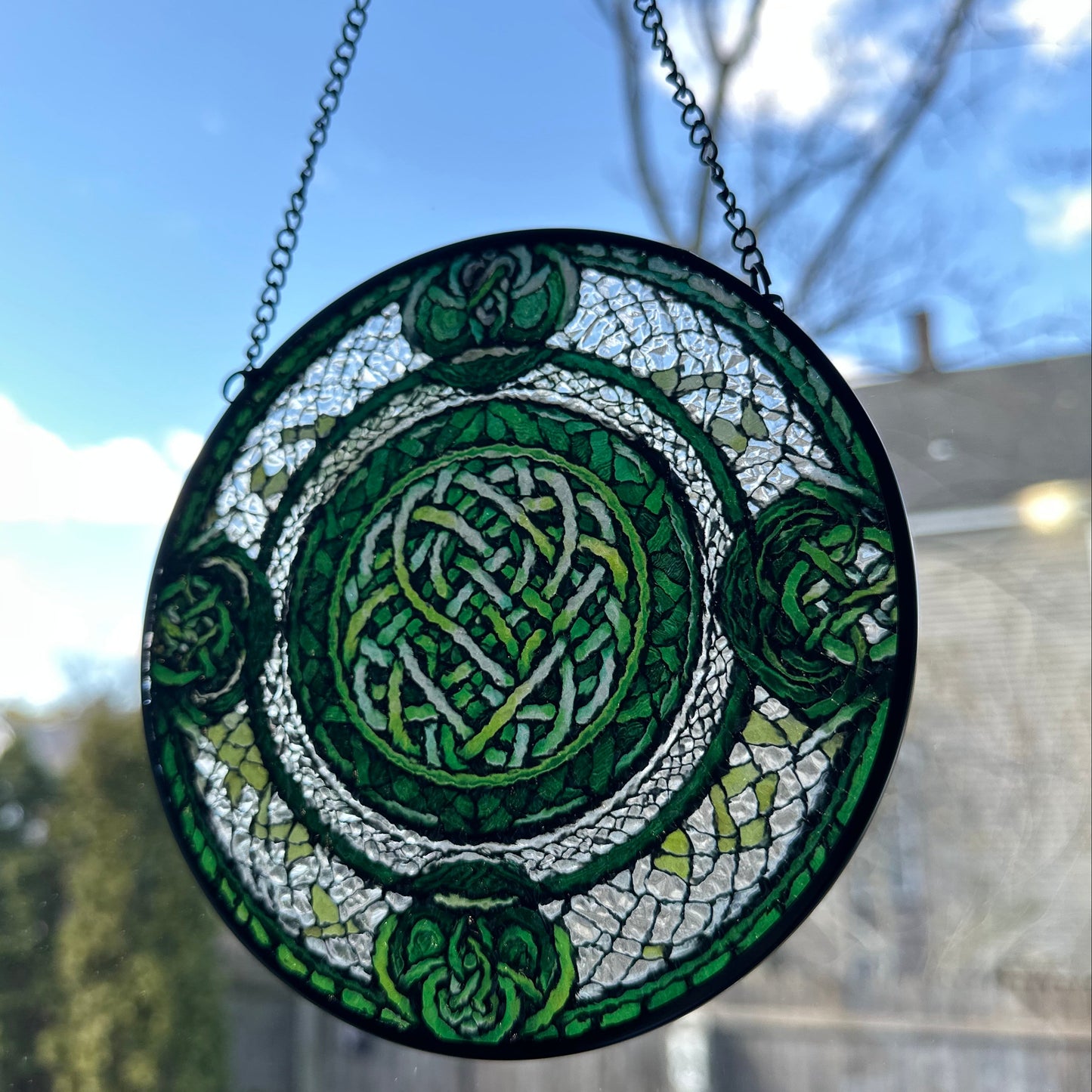 Emerald Green Celtic Knot Suncatcher — view 6