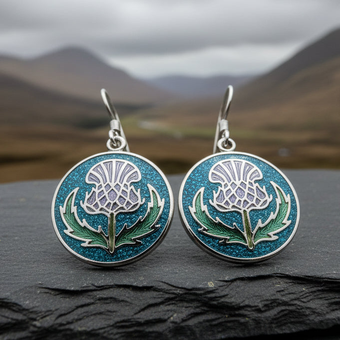 Highland Glen Scottish Thistle Earrings - Scotland Jewelry