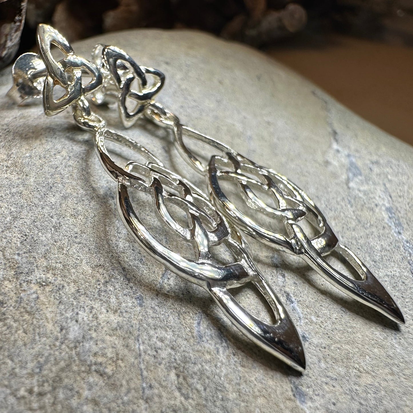 Alith Celtic Knot Earrings in Sterling Silver — view 11