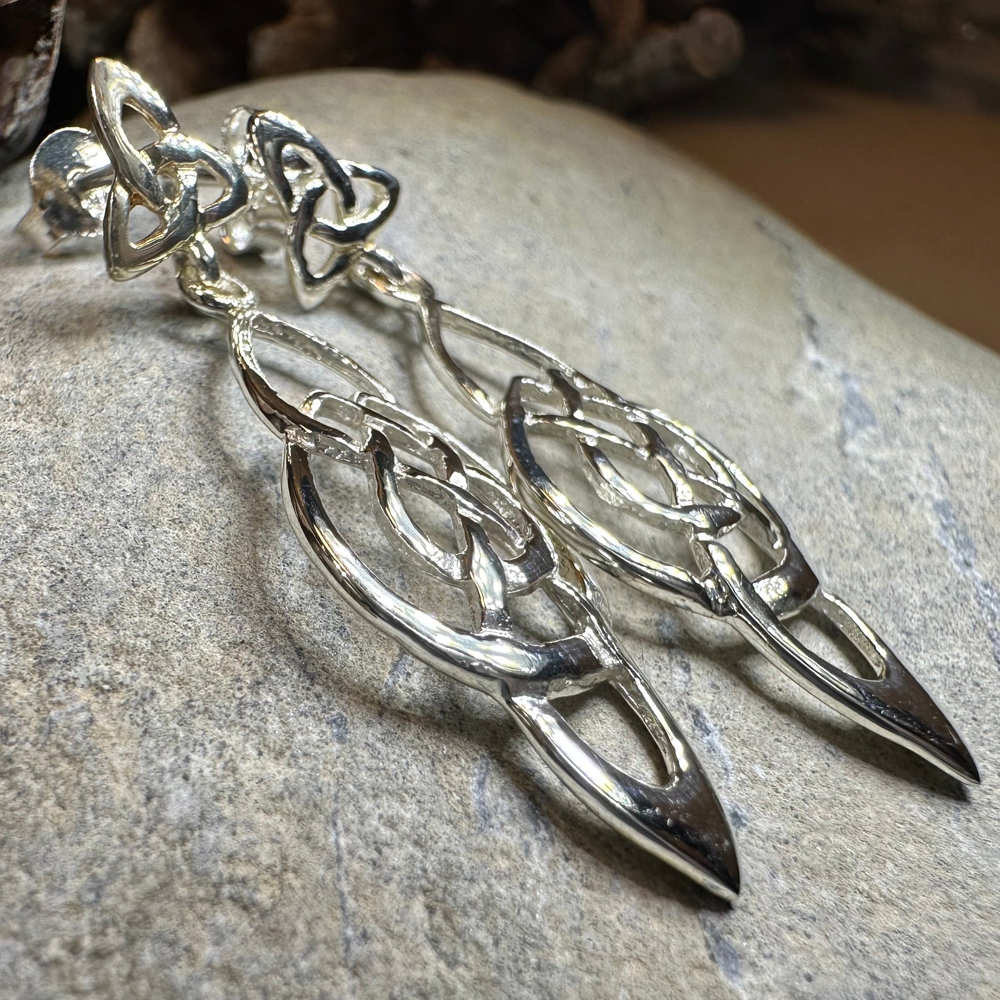 Alith Celtic Knot Earrings in Sterling Silver — view 11