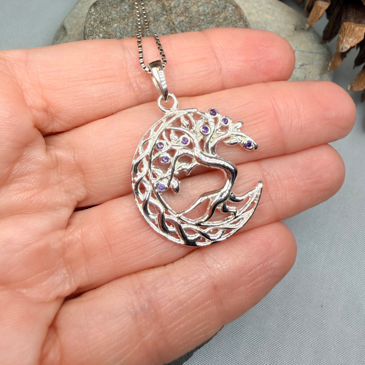 Celtic Dream Tree of Life Necklace with Amethyst Gemstones