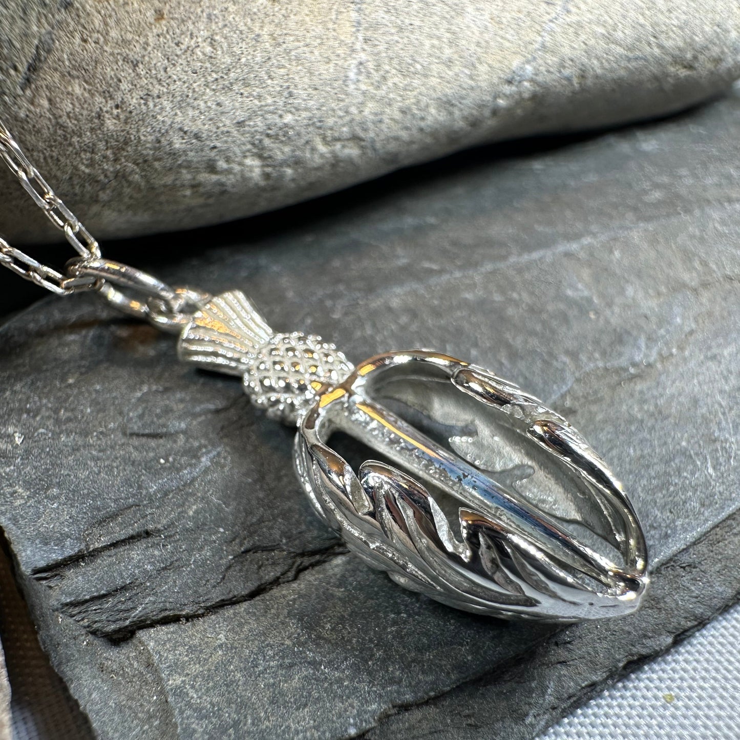 Gael Scottish Thistle Necklace in Sterling Silver