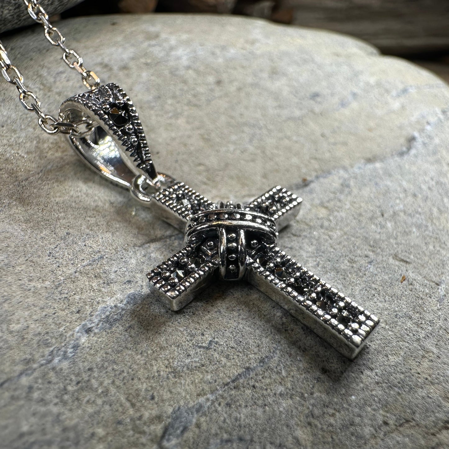 Petite Marcasite Cross Necklace