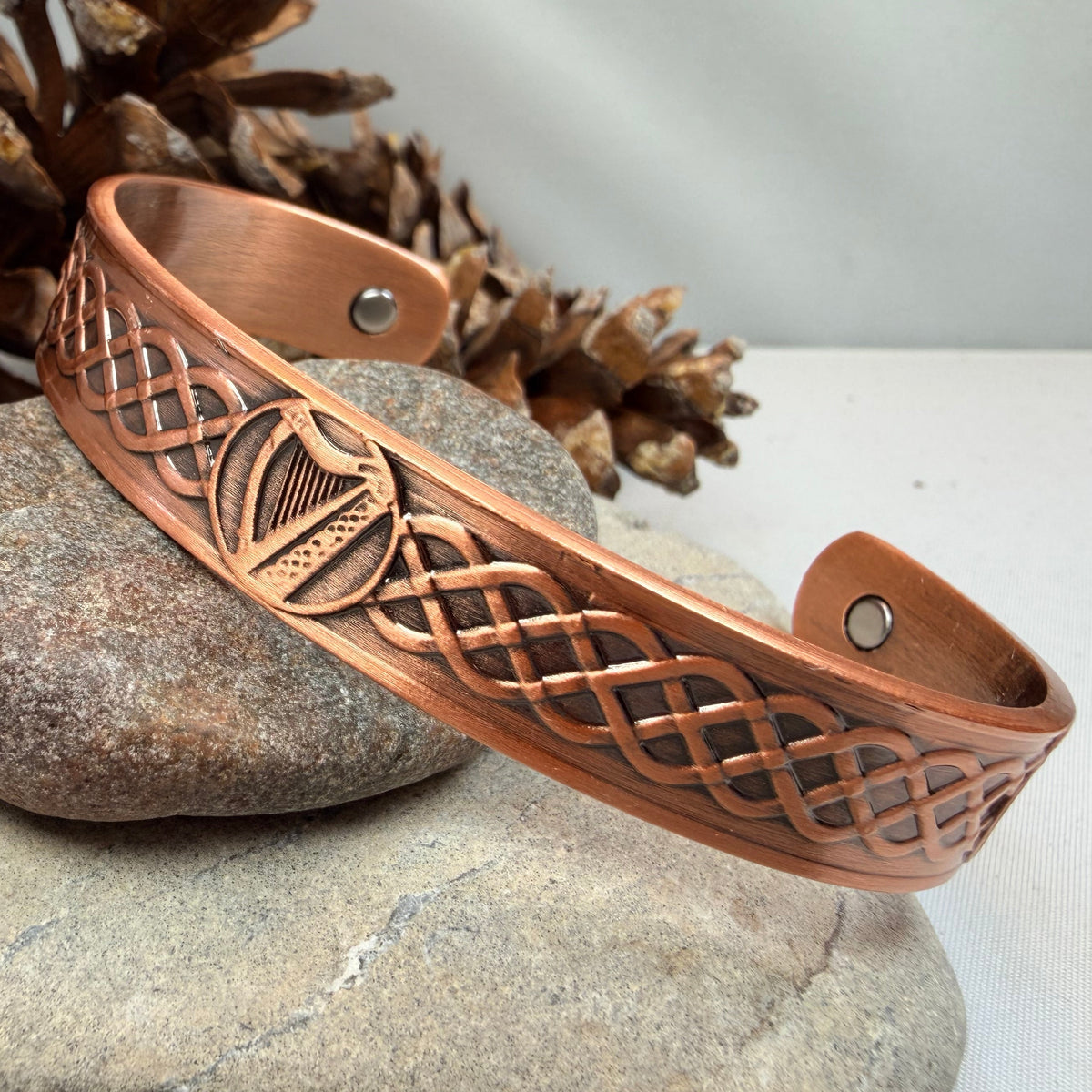 Celtic Irish Harp Copper Cuff Bracelet