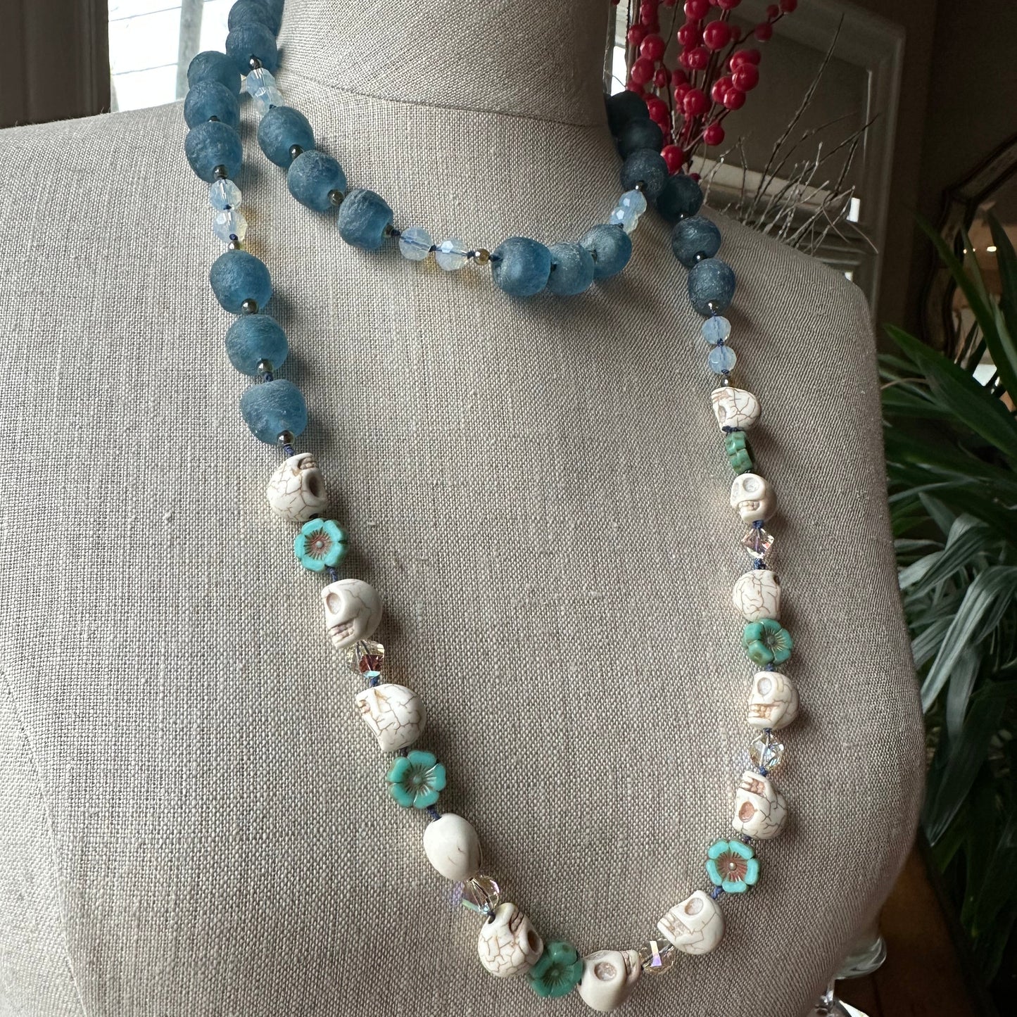 Blue Haze Long Beaded Necklace