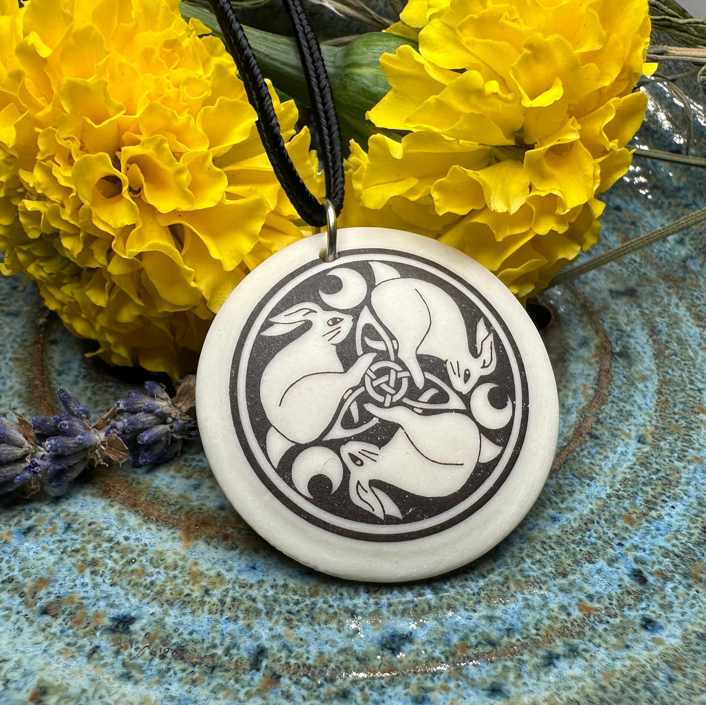 Artisan Celtic Triple Rabbit Necklace - Handmade in the U.S.A.