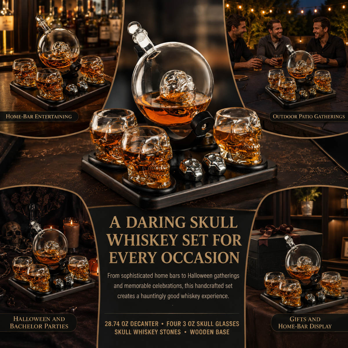 Large Skull Face Decanter Premium Barware Gift