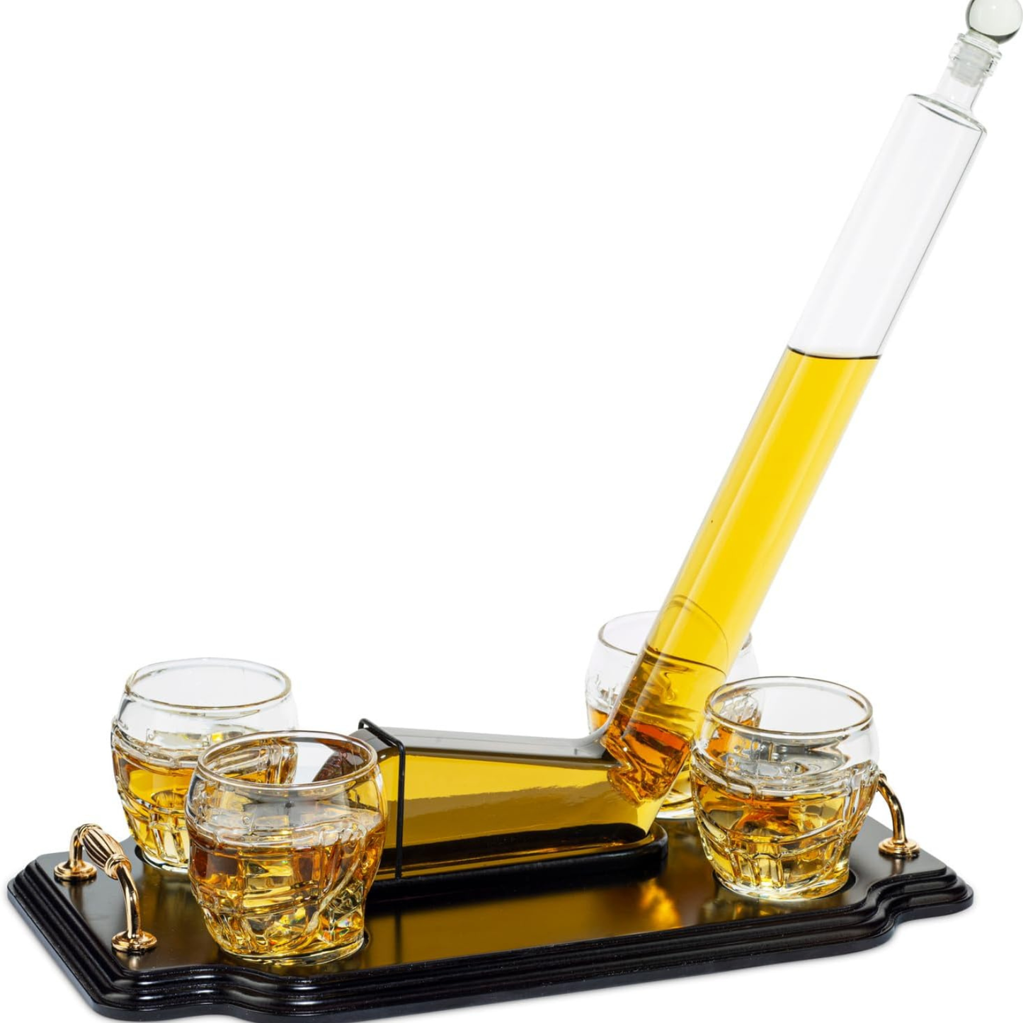 Ice Hockey Whiskey Decanter Premium Barware Gift with Four Glasses