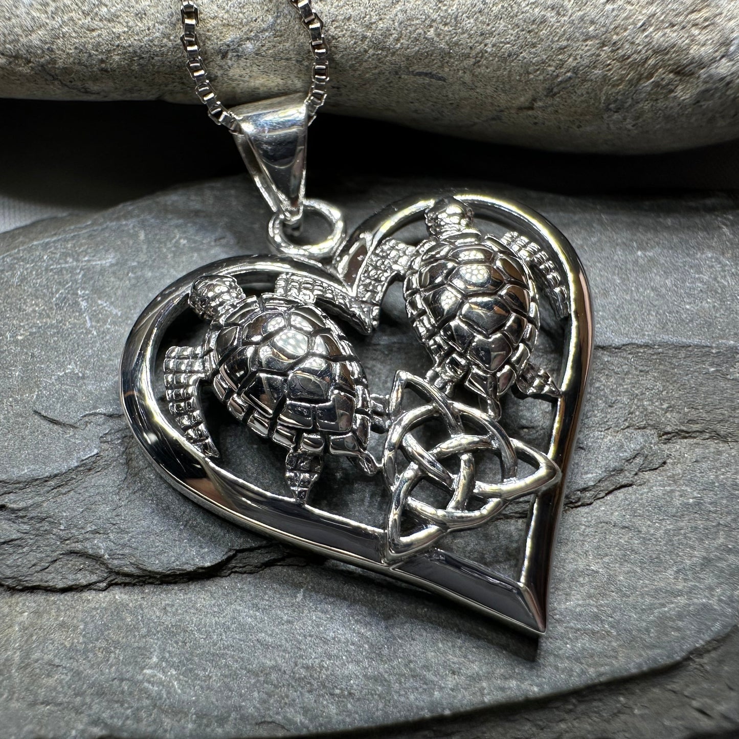 Celtic Turtle Lovers Necklace in Sterling Silver