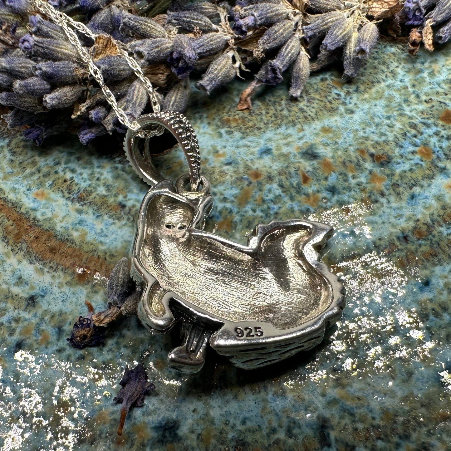 Precious Marcasite Cat Necklace in Sterling Silver