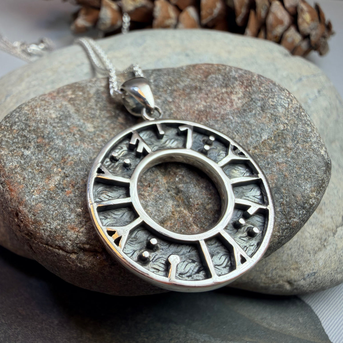 "My Love, Kiss Me" Norse Runes Necklace in Sterling Silver