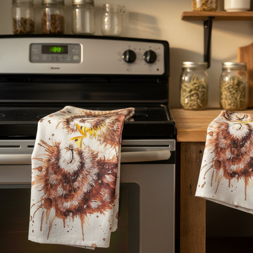 Handmade Owl Lover Tea Towels - Set of Two