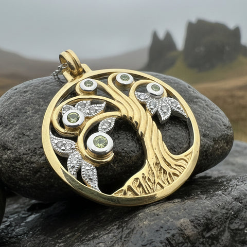 Load image into Gallery viewer, Avalon Tree of Life Necklace with Peridots
