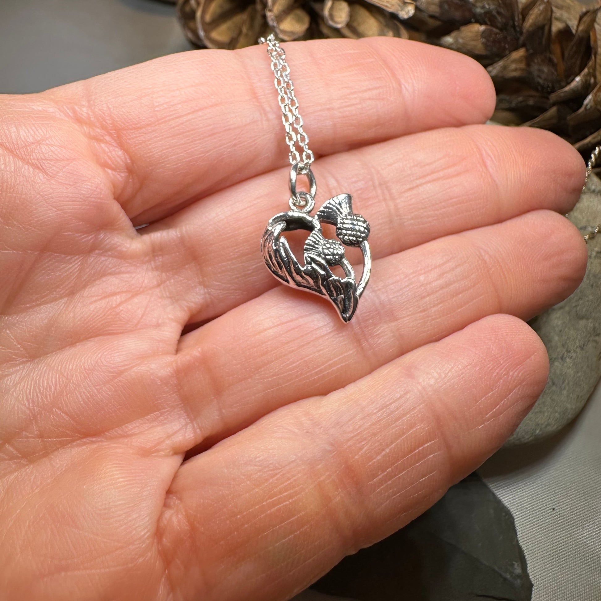 Erskine Scottish Thistle Necklace in Sterling Silver — view 5