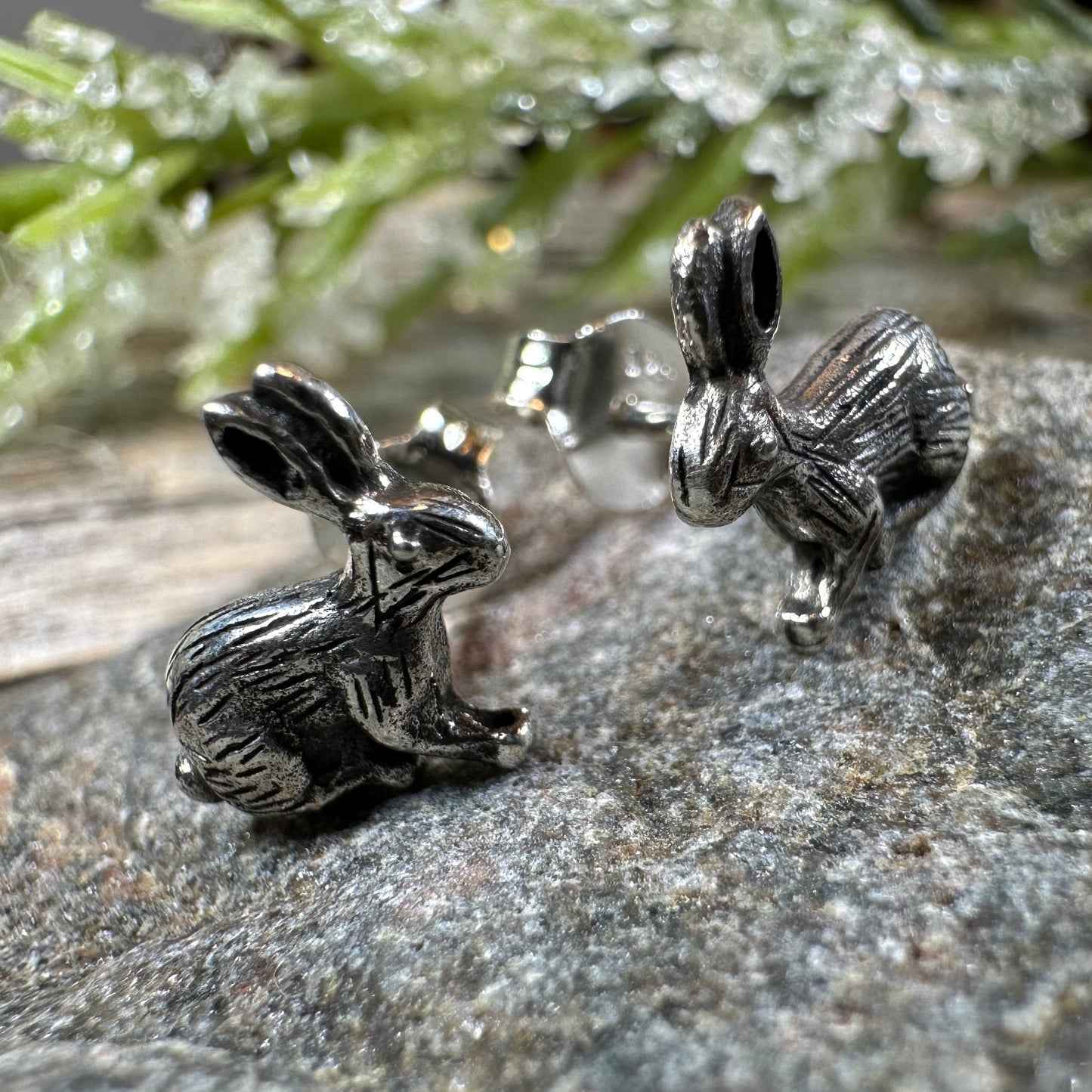 Noble Rabbit Stud Earrings in Sterling Silver