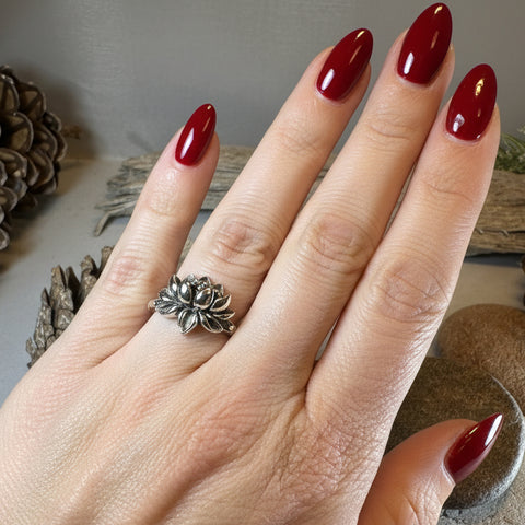 Load image into Gallery viewer, First Bloom Lotus Ring in Sterling Silver

