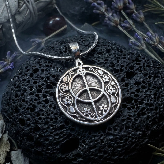 Pewter Interconnected Chalice Well Necklace - Handmade in the U.S.A.
