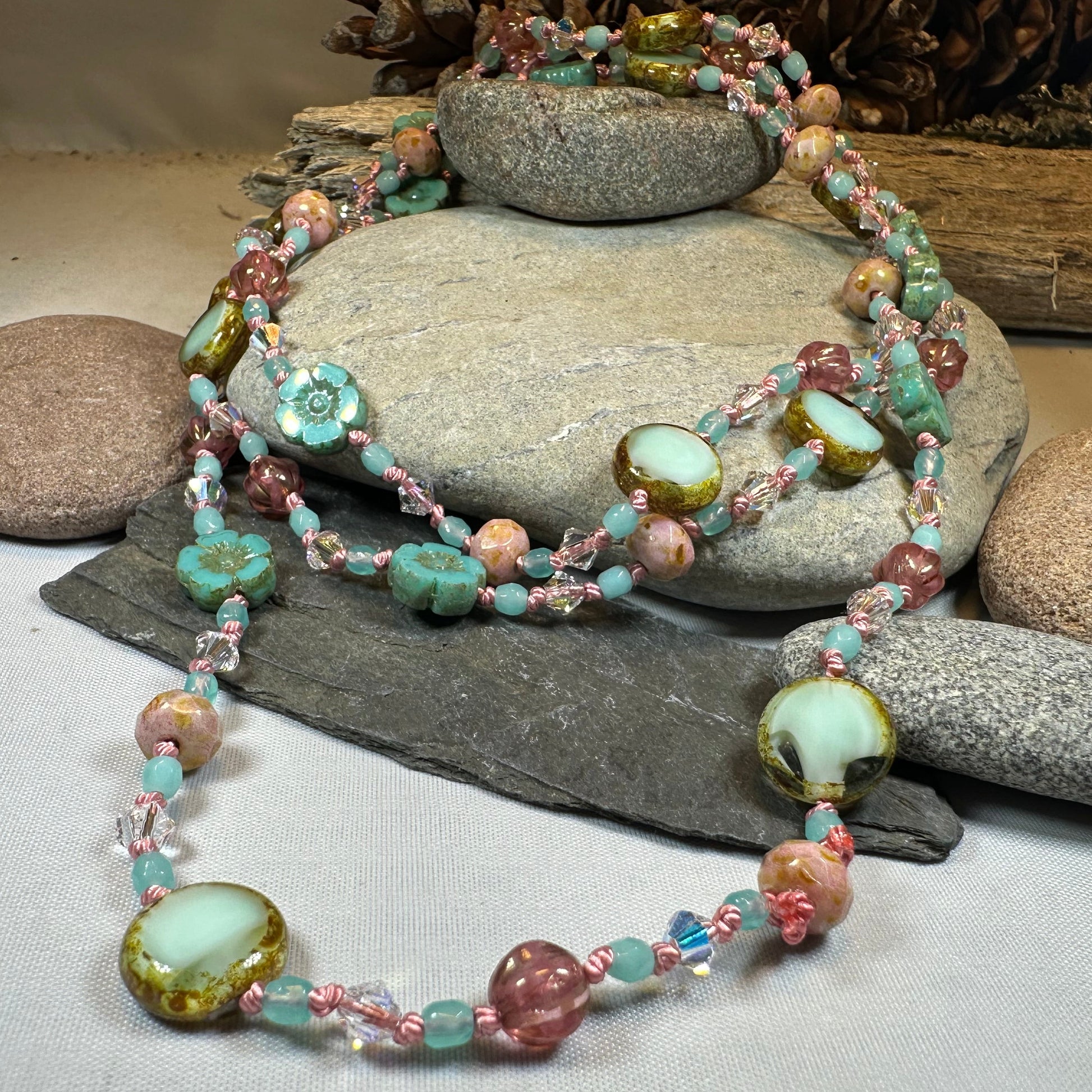 Pink Beach Blossom Long Necklace — view 4