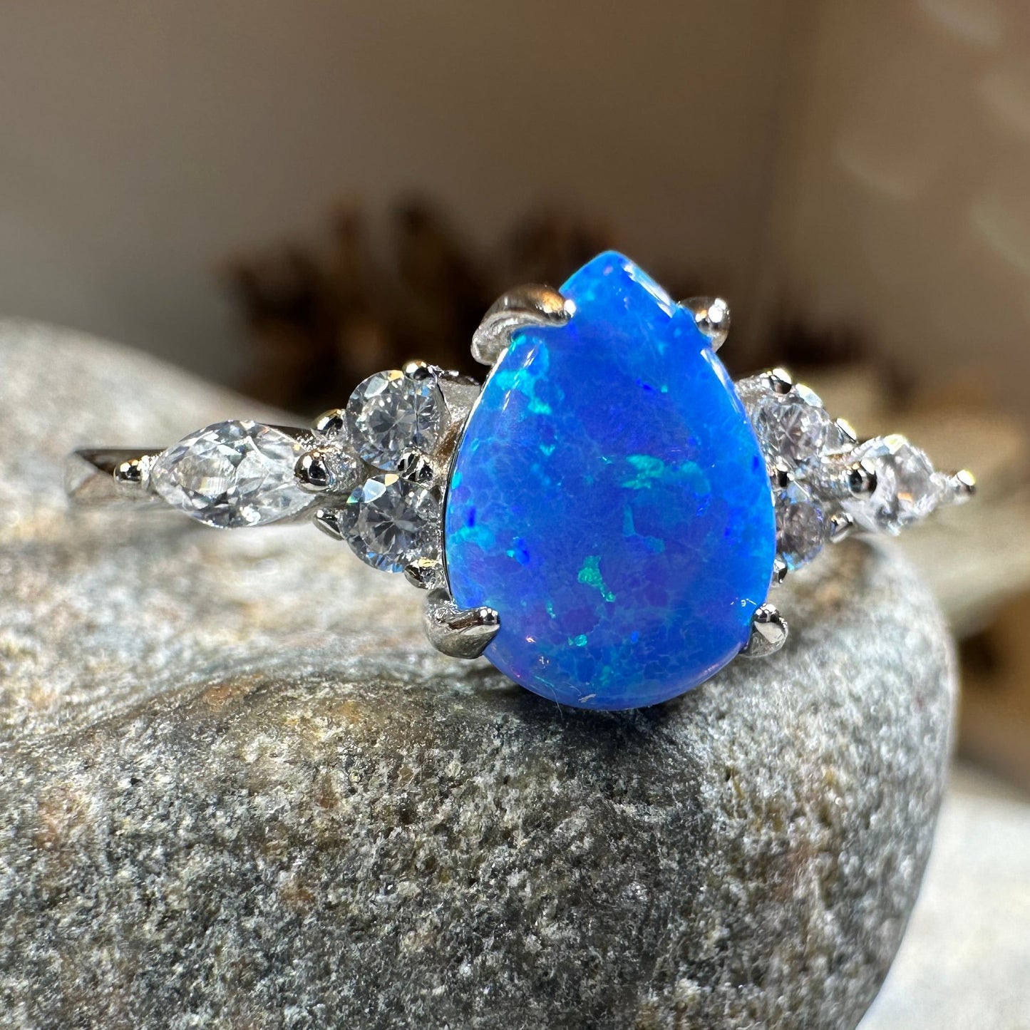 Allure Blue Fire Opal Ring