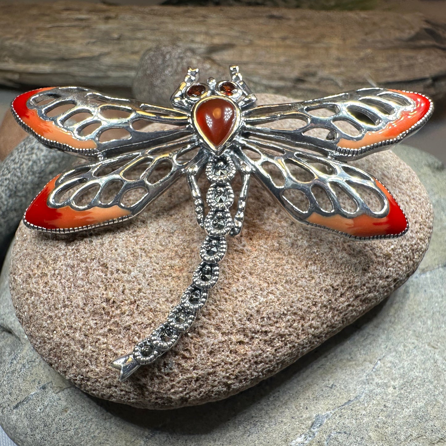 Damsel Dragonfly Marcasite Brooch