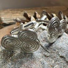Load image into Gallery viewer, Artisan Newgrange Triple Spiral Cufflinks

