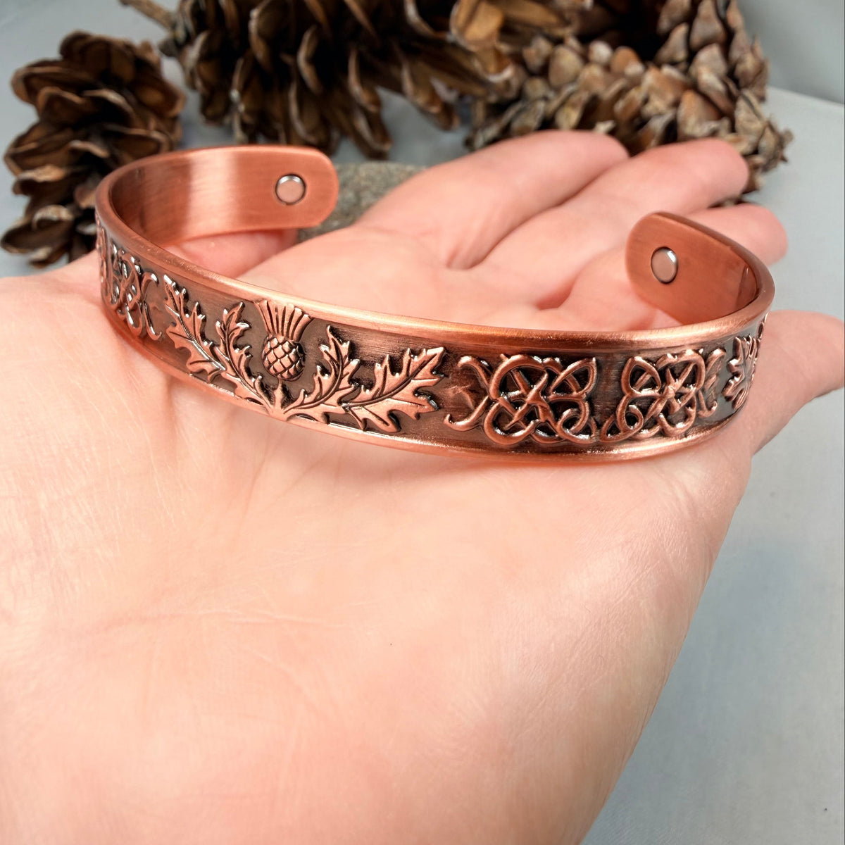 Highland Scottish Thistle Copper Cuff Bracelet