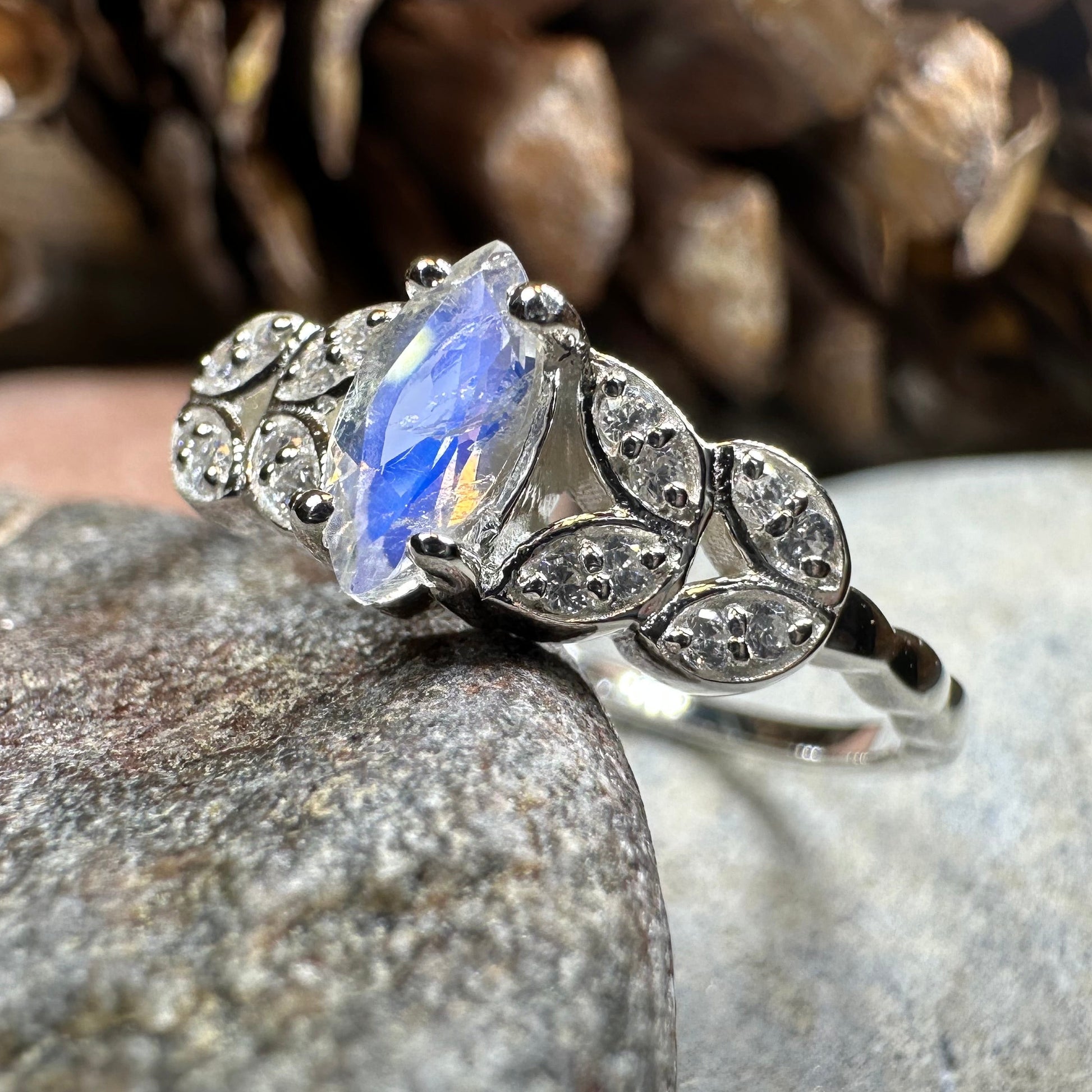Laurel Moonstone Ring in Sterling Silver — view 7