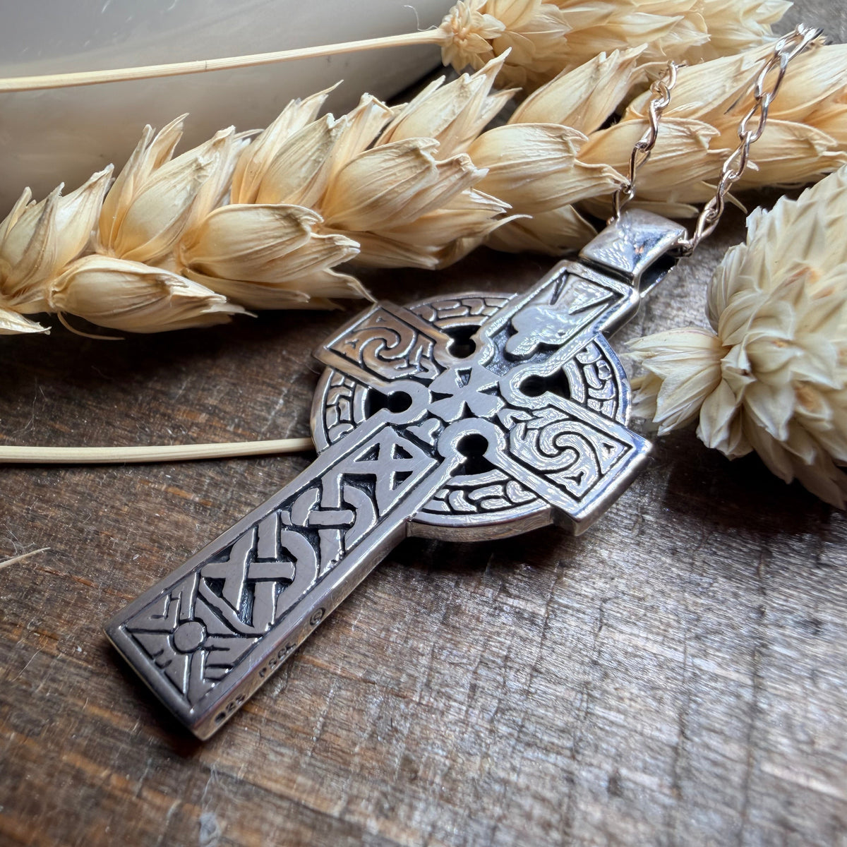 Holy Spirit Celtic Cross Necklace in Sterling Silver