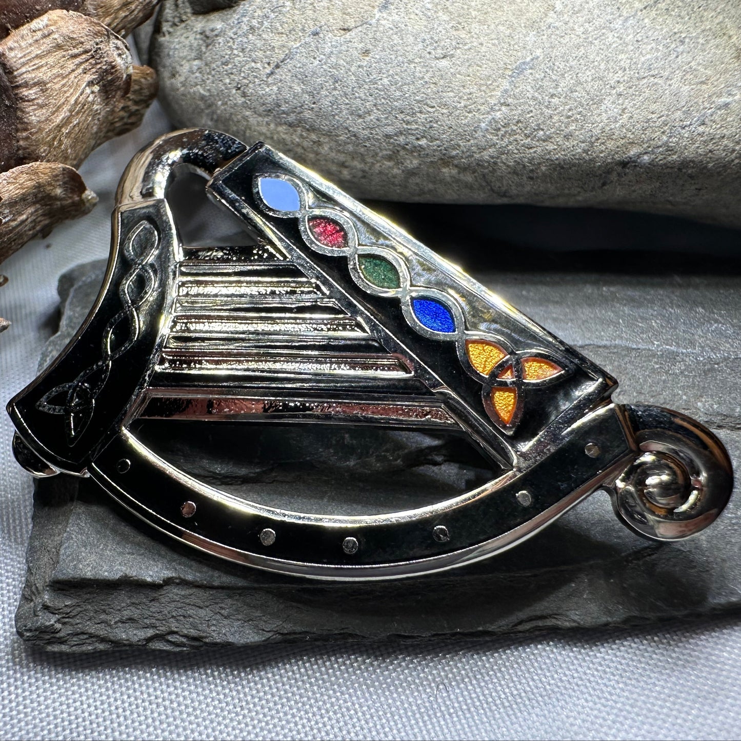 Celtic Harp Brooch - Irish Jewelry