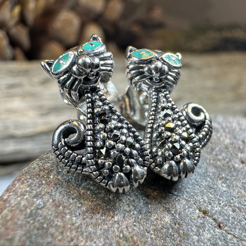 Load image into Gallery viewer, Curious Cat Stud Earrings
