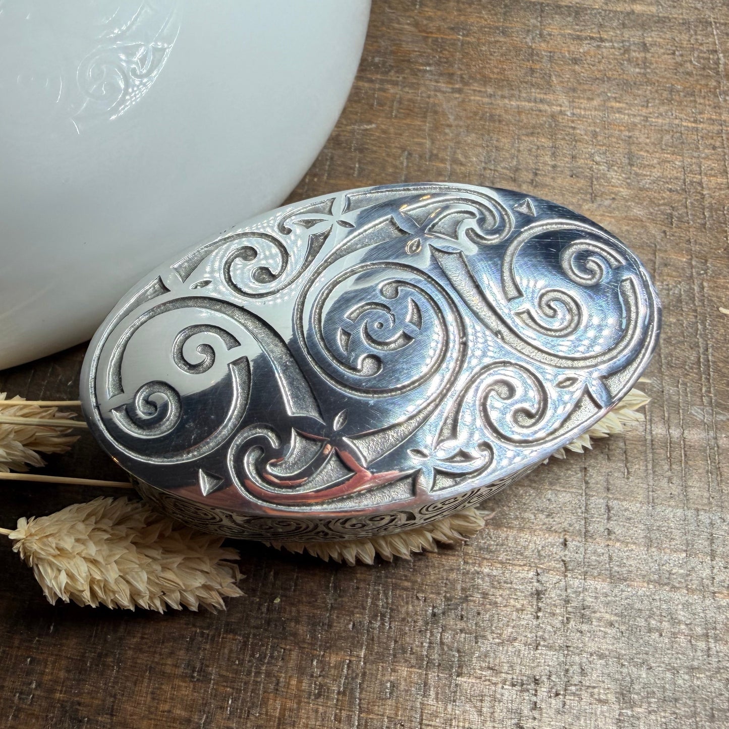 Oval Celtic Spiral Trinket Box - Handmade in Pewter