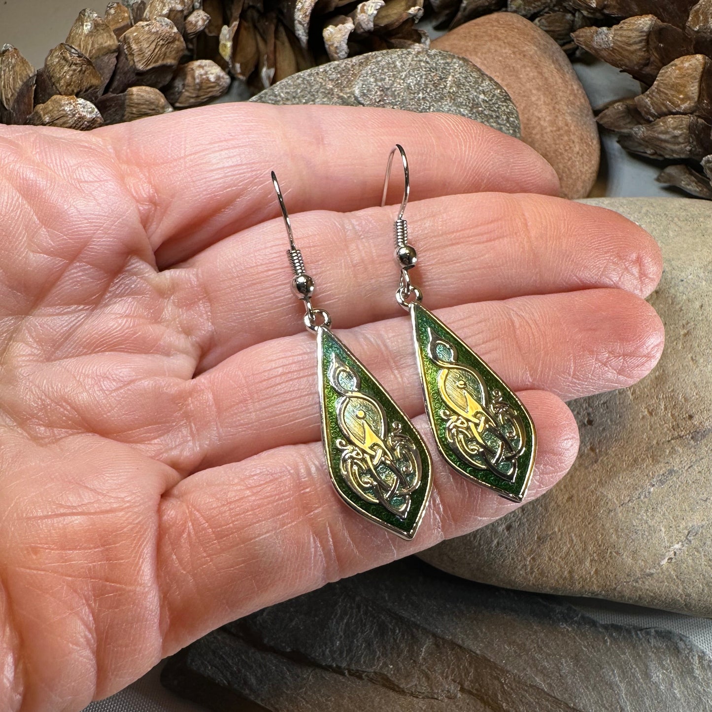 Aura Enamel Celtic Teardrop Earrings