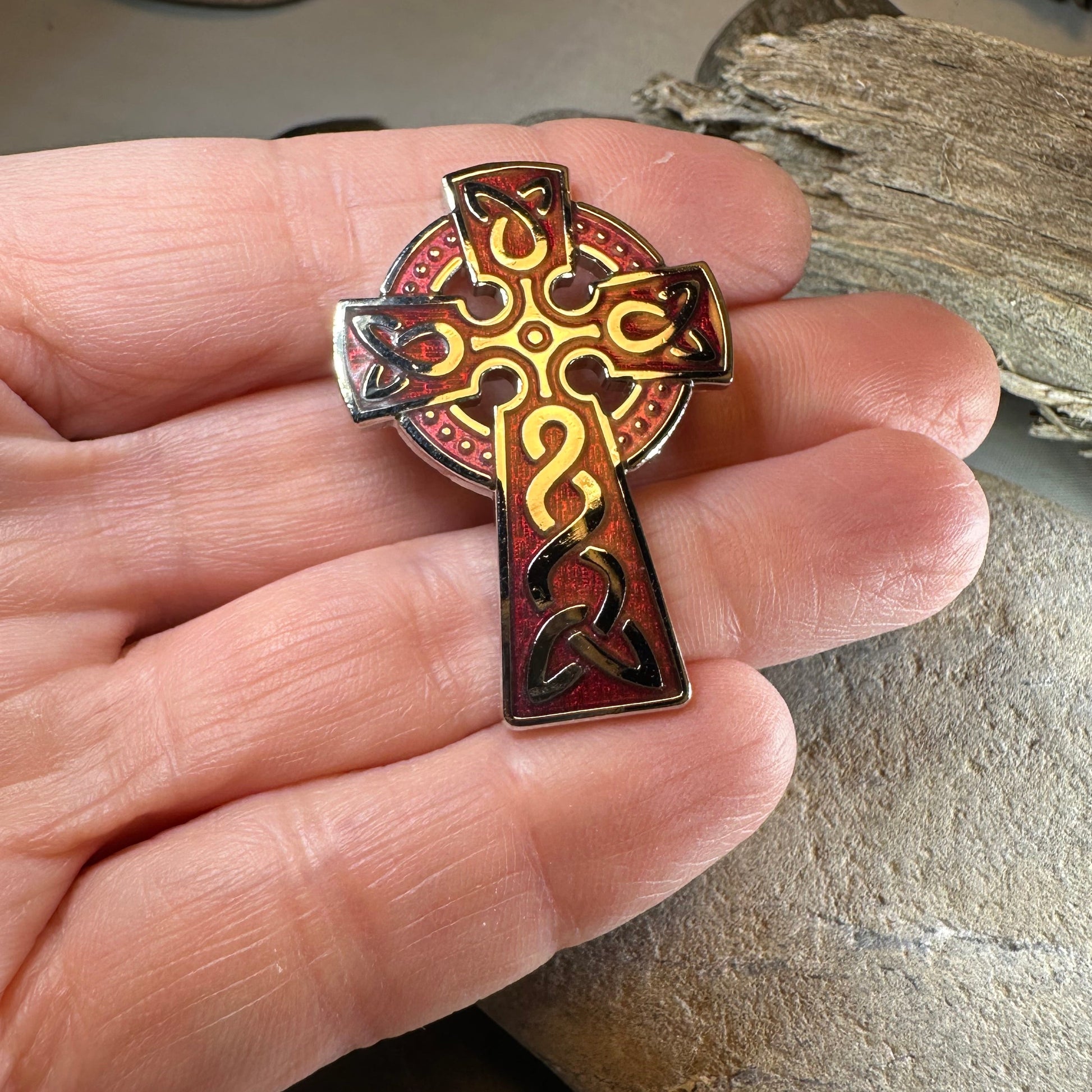 Enamel Celtic Cross Brooch — view 4