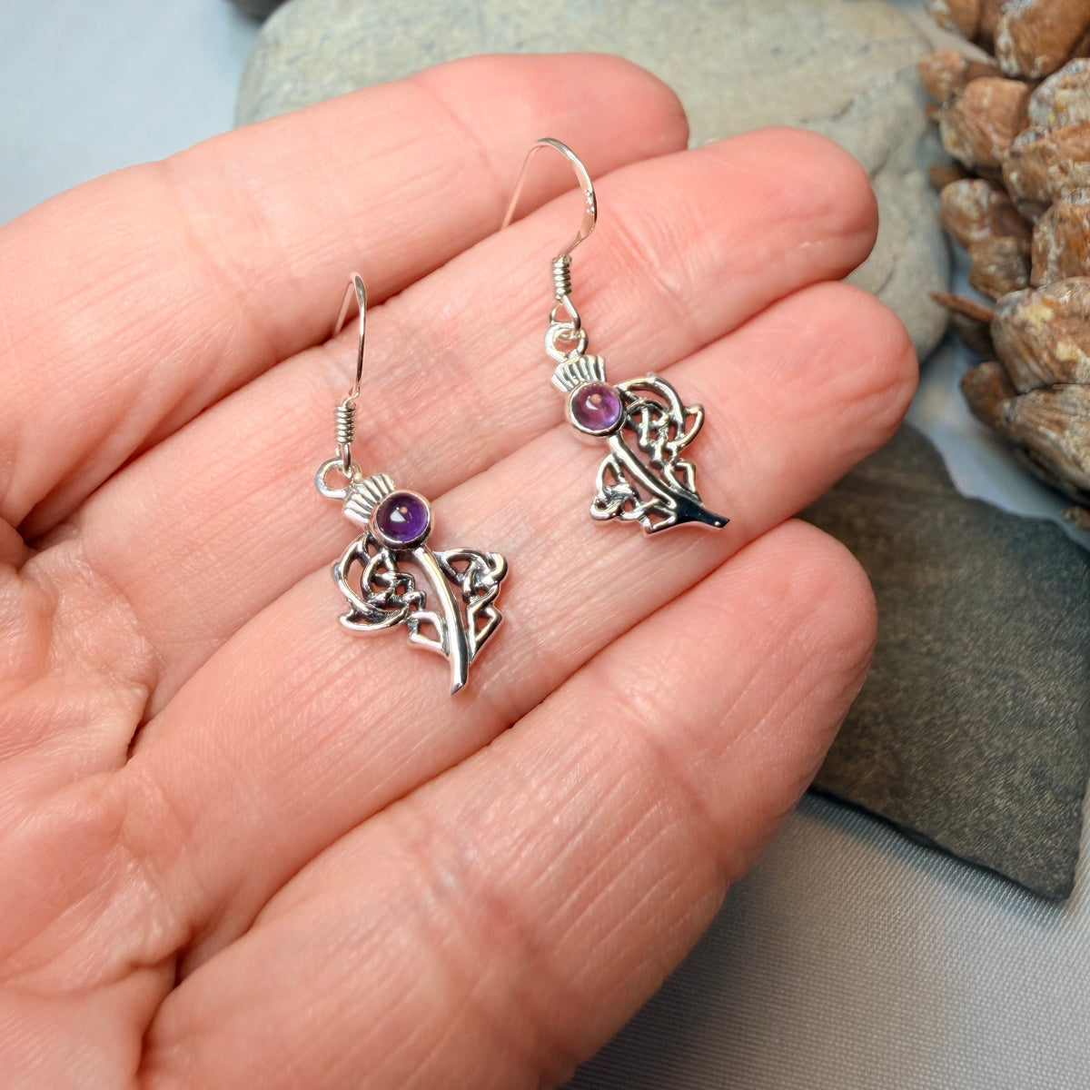 Raeburn Petite Scottish Thistle Earrings in Sterling Silver