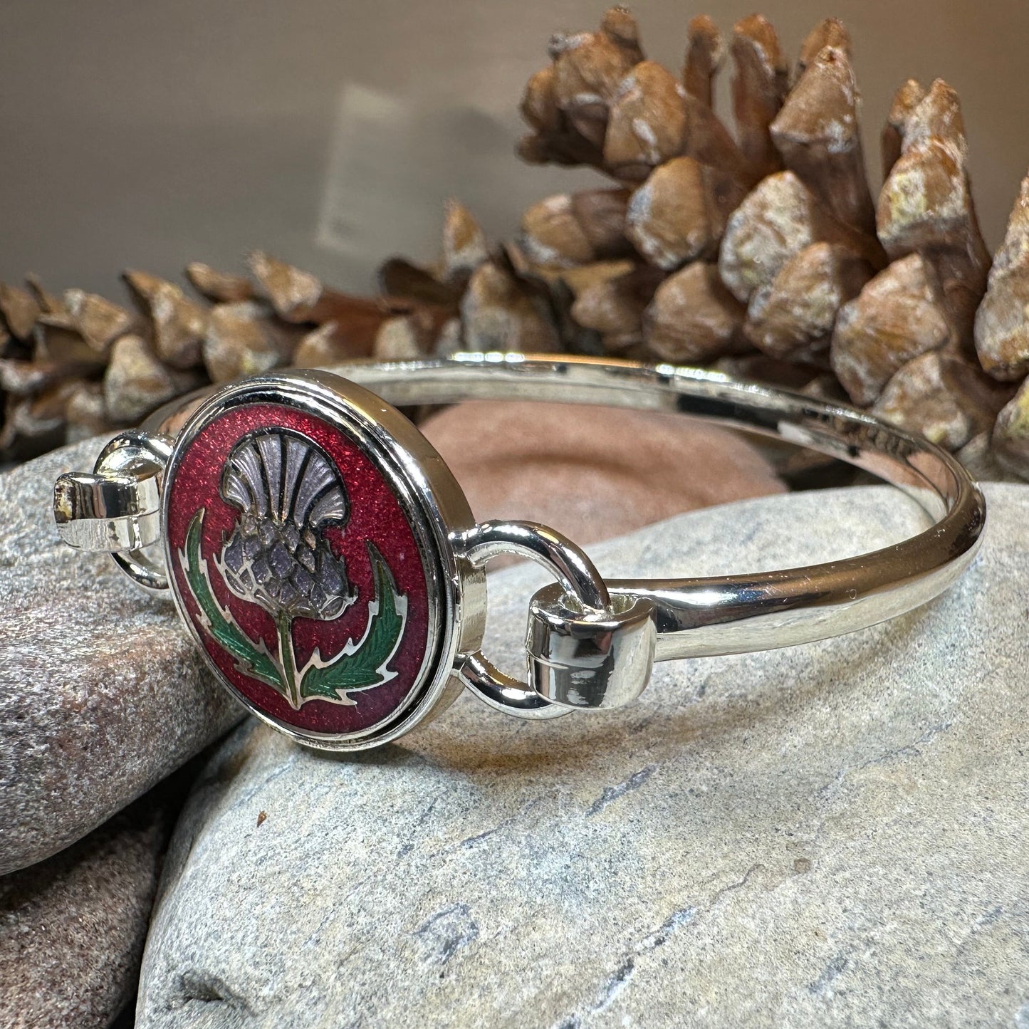 Enamel Scottish Thistle Bracelet for Women