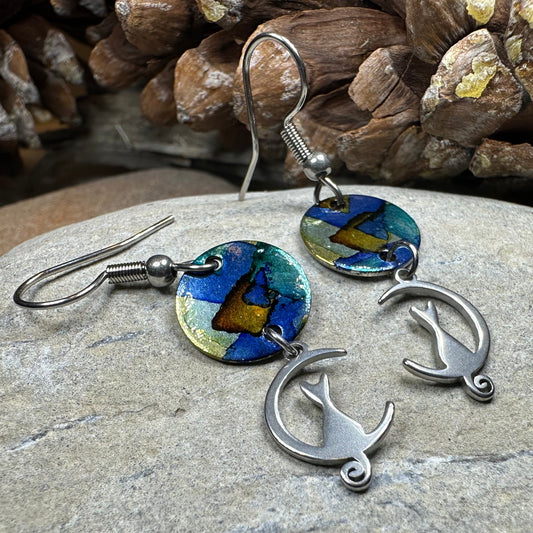 Colorful Cat Artisan Earrings