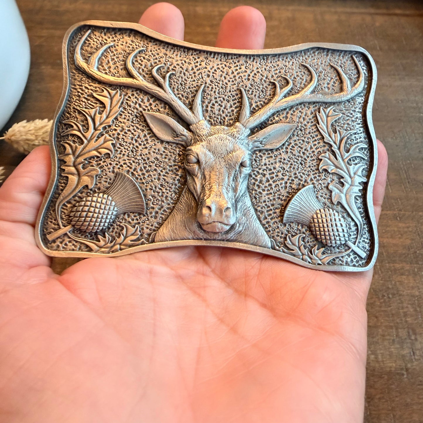 Thistle & Stag Kilt Belt Buckle - Handmade in Scotland
