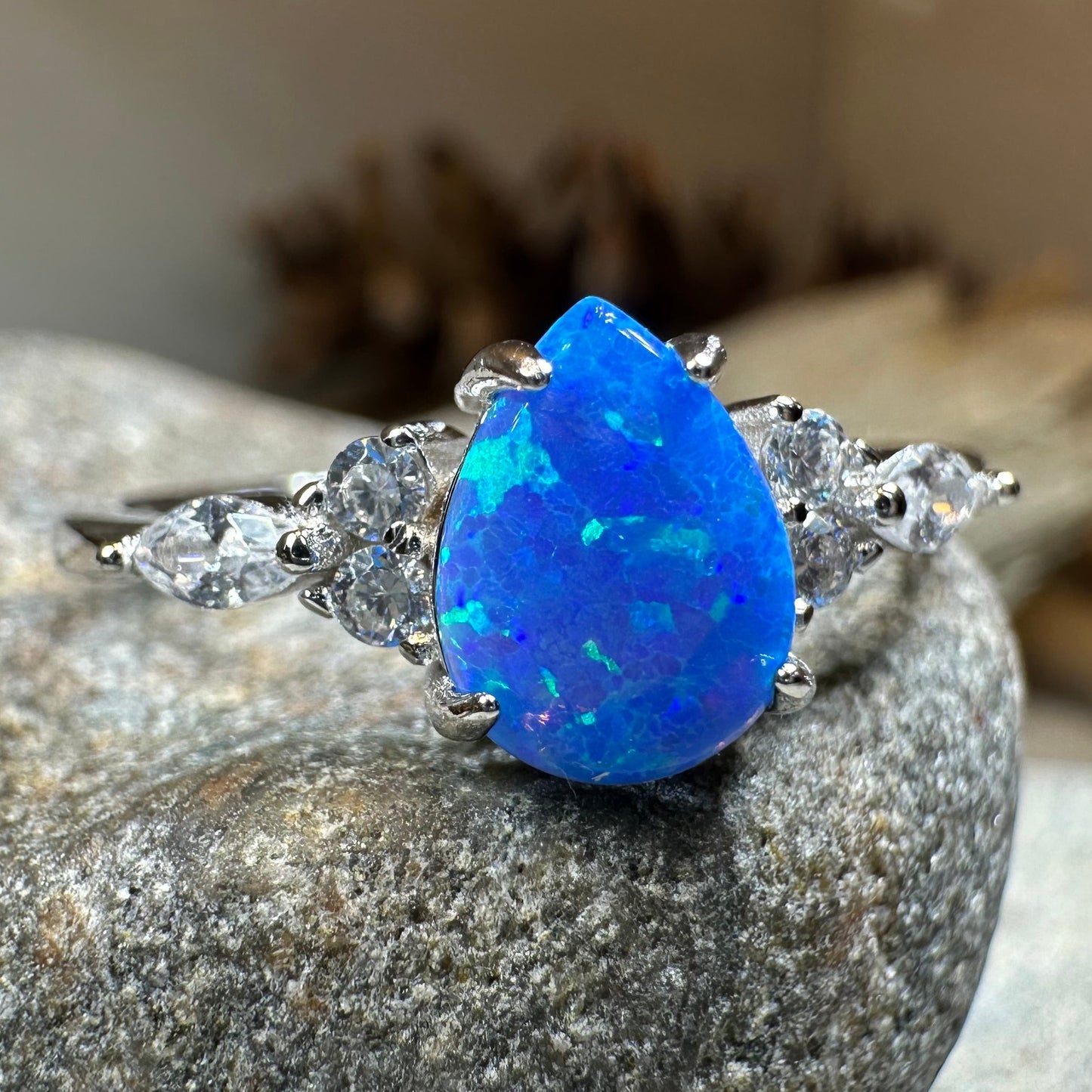 Allure Blue Fire Opal Ring