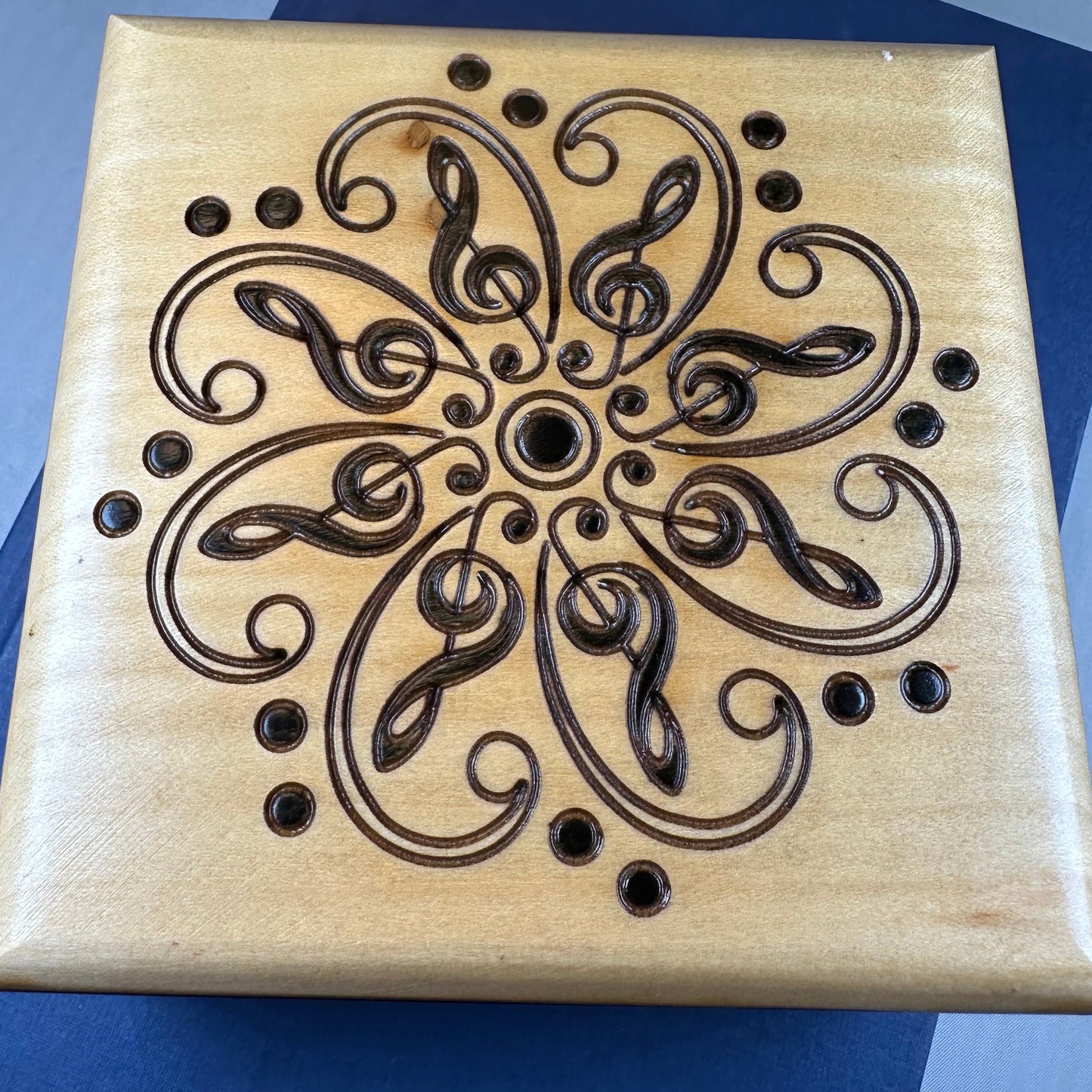 Treble Clef Music Note Keepsake Box - Handmade Wooden Box