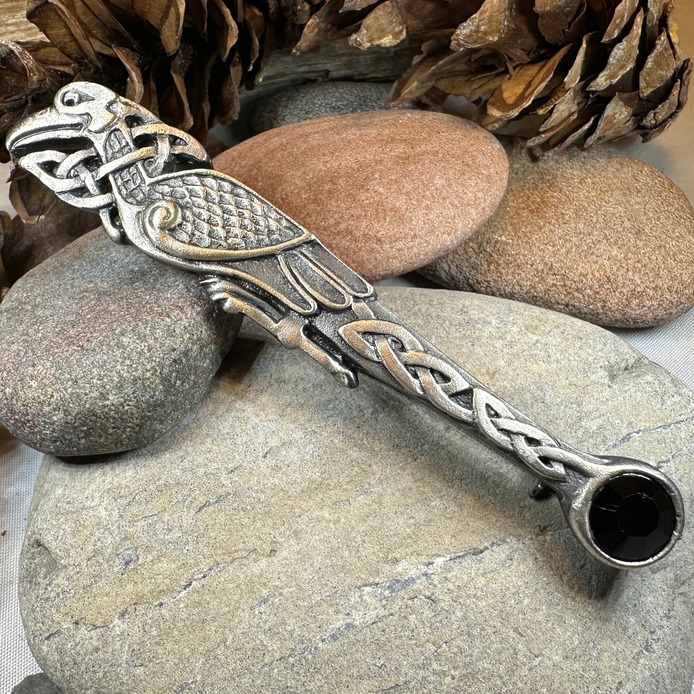 Celtic Raven Crystal Kilt Pin – Celtic Crystal Design Jewelry