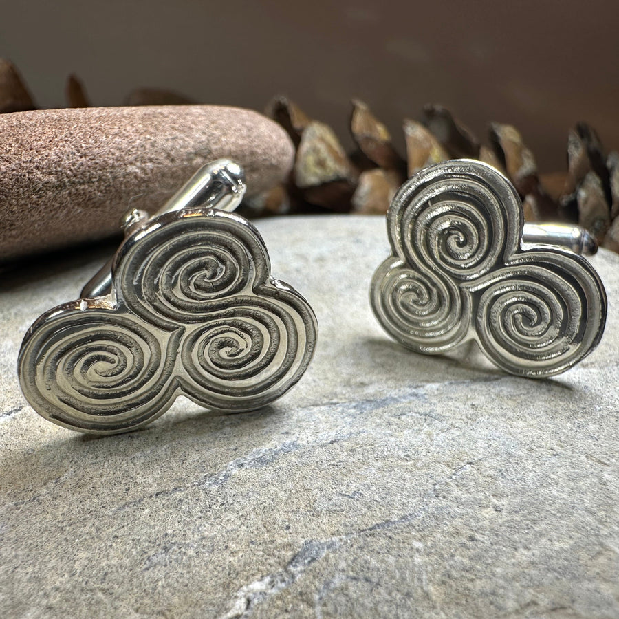 Artisan Newgrange Triple Spiral Cufflinks - Made in Ireland