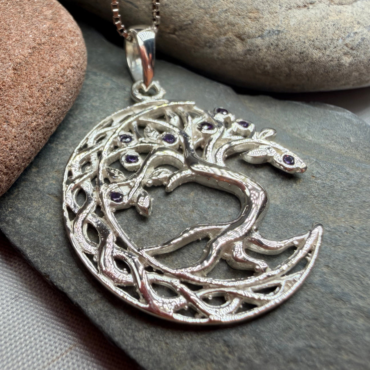 Celtic Dream Tree of Life Necklace with Amethyst Gemstones